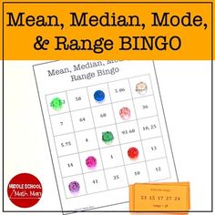 the mean, median, mode and range bingo game