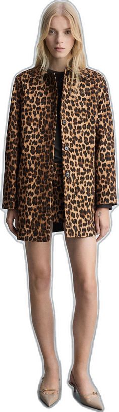 Casual Leopard Print Outerwear For Work, Oversized Printed Winter Outerwear, Chic Printed Outerwear For Fall, Leopard Print Long Sleeve Outerwear With Button Closure, Printed Long Sleeve Outerwear For Work, Style Oversize, Fitted Coat, Total Look, Media Design