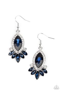 Prismatic Parade - Blue Rhinestone Earrings - Paparazzi Paparazzi Accessories Jewelry, Gem Earrings, Fish Hook Earrings, Jewelry Images, Best Jewelry Stores, Paparazzi Accessories, Blue Gems, White Rhinestone, Affordable Jewelry