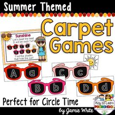 the summer themed carpet games are perfect for circle time and letter recognitions to help students learn