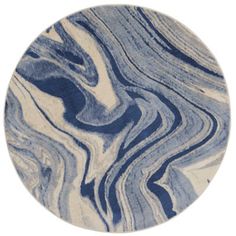 a blue and white marble plate on a white background