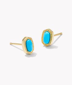 The studs you know and love go extra dainty in the Mini Ellie Gold Stud Earrings in Turquoise Magnesite. Petite iterations of our signature shape are framed by our classic hoofprint detailing, creating the ideal earrings for those with a more minimal style approach. Metal 14k Yellow Gold Over Brass Material Turquoise Magnesite Closure Ear Post Size 0.31"L X 0.21"W Baby Ellie, Hoof Print, Kendra Scott Earrings, Gold Stud Earrings, Minimal Style, Gold Stud, Brass Material, Gold Studs, Gold Earrings Studs