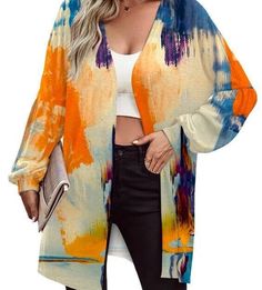 Loose Kimono, Winter Blouses, Casual Kimono, Types Of Coats, Cardigan Casual, Casual Cardigans, Knitted Coat, Long Sleeves Coats, Plus Size Top