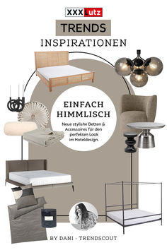 the cover of a magazine with furniture and accessories in grey, white and beige colors