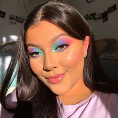 Pastel Eyeshadow Looks, Pastel Makeup Looks, Lilac Makeup, Mint Makeup, White Concealer, Lavender And Orange, Special Occasion Makeup, Plouise Makeup, Cheat Code