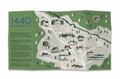 a brochure with a map of the campus and surrounding buildings on it's front page