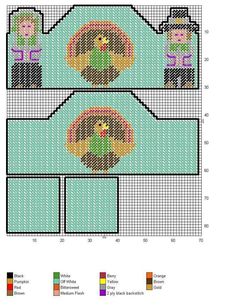 a cross stitch pattern with two people on it