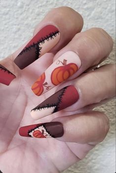 Pumpkin Patch Nail Ideas, Patch Work Nail Art, Simple Fall Nails Autumn Almond, Thanks Giving Nail Art Designs, Turkey Nails Acrylic, Fail Nails Designs, Turkey Acrylic Nails, Thanksgiving Nails Fall Acrylic, Fall Thanksgiving Nails 2023