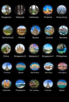 an image of many different cities in the world on a black background with white lettering