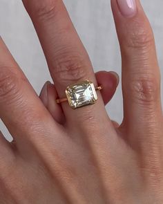 Emerald Solitaire Ring / No. 1 – Maggi Simpkins Emerald Solitaire Ring, Our Engagement, Emerald Cut Rings, Emerald Diamond Ring, Engagement Party Wedding, Dream Ring, Emerald Diamond, Solitaire Ring, Gold Frame