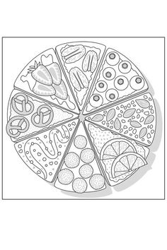 a coloring book with the words color therapy on it and an image of a pizza