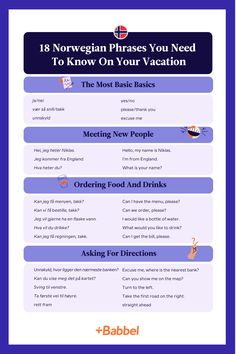 the norwegian phrases you need to know on your vacation info sheet, with text below