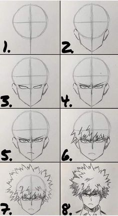 how to draw anime characters with different facial expressions and hair styles for each character's face