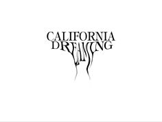 the california dreaming logo is shown in black and white, with an abstract design on it