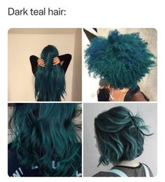 Dark Teal Hair, Teal Hair, Dyed Hair Inspiration, Hair Inspiration Short, Pretty Hair Color, Hair Stylies, Dye My Hair, Hair Dye Colors, Hair Inspiration Color