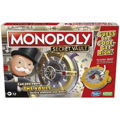 the monopoly secret vault game is in its box