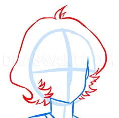 a drawing of a woman's head with red and blue lines on the side