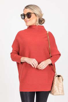 Get the designer look for much less with this sweater! It features a leggings-friendly tunic length, dolman sleeves, and a mock neckline. Easily make it more casual or dressy with the simple change of shoes and accessories! Knit High Neck Turtleneck For Fall, Casual Mock Neck Top Turtleneck For Fall, Fall Knit High Neck Turtleneck, Knit Turtleneck Mock Neck Top For Fall, Fall Knit Mock Neck Turtleneck Top, Versatile Mock Neck Top For Fall Layering, Chic Oversized Turtleneck, Fall Soft Knit High Neck Turtleneck, Casual Mock Neck Top For Fall