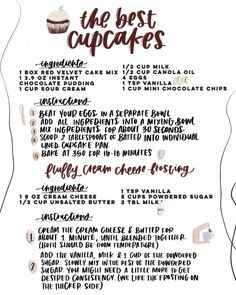 the best cupcakes recipe is shown in this graphic style, with instructions for how to make it