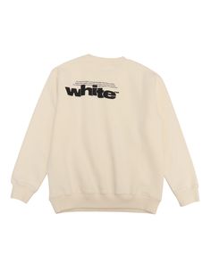 TYPE GRAPHIC CREWNECK OFF WHITE - BLACKComposition: 100% COTTON RIB DETAILS 2% ELASTANE 98% COTTON White Cotton Crew Neck Sweater, Trendy White Crew Neck Sweater, White Basic Crew Neck Sweater, White Letter Print Sweater For Spring, Trendy White Sweater With Ribbed Cuffs, White Trendy Sweater With Ribbed Cuffs, White Logo Print Sweater For Fall, Trendy White Crew Sweatshirt, White Crew Neck Sweater With Graphic Print