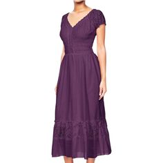 Step into a world of whimsical charm with the Anna-Kaci Women's Boho Inspired Lace Cap Sleeve Maxi Dress. This enchanting purple dress is perfect for both special occasions and everyday elegance.

- Size: Small
- Color: Purple
- Material: Lightweight woven fabric
- Gender: Female
- Features: Lace cap sleeves, lace trim, ruffle flared hem, smocked waist, floral lace accents

Crafted to offer both style and comfort, this dress boasts a flared hem that gracefully sways with every step. The smocked Boho Lace Maxi Dress, Female Features, Ethereal Elegance, Lace Caps, Flowy Maxi Dress, Mini Skater Dress, Boho Lace, Midi Short Sleeve Dress, Long Sleeve Lace Dress