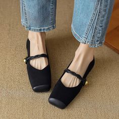 LBSFY - Size 35-43 Square Toe Flats Shoes Women's 2024 New Mary Jane Soft Sole Shoes Black Almond Toe Flats With Metal Feet, Casual Black Flats With Metal Feet, Square Toe Flats, Fashion Sandals, Flats Shoes, Sole Shoes, Flat Shoes Women, Mary Janes, Shoes Flats