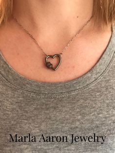 15" yellow gold square link with blackened silver stoned heart lock Marla Aaron, Heart Lock, Girl Jewelry, Stone Heart, Less Is More, Link Chain, Gold Chains, Gold Chain, Jewelry Collection