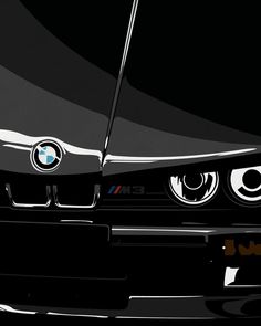 the front end of a black bmw car