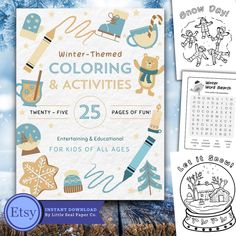 A 25-page winter-themed coloring + activity "busy book" with fun and educational content for kids of all ages! **THIS IS AN INSTANT DOWNLOAD PRODUCT** More details below... What's inside? Cute winter-themed coloring pages along with some fun activities such as: - Maze - Word Search - Shadow Matching - Word Scramble - Counting - Tracing - Color by Number Perfect for: - Keeping kids busy at home - Inexpensive and fun holiday party favors - Winter themed classroom activities Once you buy, print as many pages as you like for your personal use--whether it's double-sided to make a book or as individual sheets. HOW TO DOWNLOAD: You will receive your PDF file via Etsy messages shortly after purchasing. You can print this on standard 8.5"x11" computer paper. Pages 1-2 contain the cover and a note f Winter Lesson Plan, Keeping Kids Busy, Make A Book, Winter Words, Diy Party Favors, Computer Paper, Holiday Party Favors, Word Scramble, Educational Content