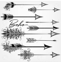 an arrow tattoo design with feathers and arrows on it royaltyvectors stock photo