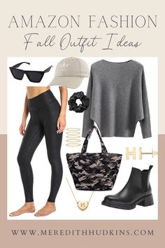 fall outfits, fall aesthetic, preppy, winter fashion, fashion, gold jewelry, autumn, sunglasses, black boots, camo tote, neutral outfit, womens fashion, casual outfit, addidas hat, monogram jewelry, leggings, matte faux leather leggings, amazon fashion, amazon outfit, amazon style Autumn Sunglasses, Leggings Outfit Fall