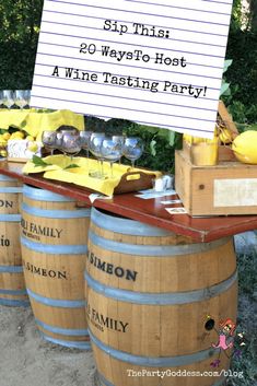 there is a sign that says sip this 20 - ways to host a wine tasting party