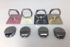 four different types of rings on display with each one's own ring size and color