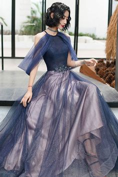 Tulle Formal Dress, Prom Dress Blue, Tulle Long Prom Dress, Sparkly Prom Dresses, Tulle Evening Dress, Floor Length Prom Dresses, Blue Party Dress, Blue Evening Dresses, Blue Tulle