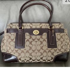 Coach Signature Satchel Excellent Used Condition Smoke N Pet Free Home Bags Coach, Cute Bag, Coach Bags, The Hamptons, Leather Bag, Shoulder Bags, Satchel, Bag Lady, Shoulder Bag