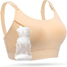 a breasty bra with a baby bottle attached to the back and strap around it