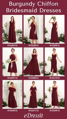 the bridesmaid dresses are all different colors and sizes