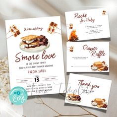 the wedding stationery is designed to look like desserts