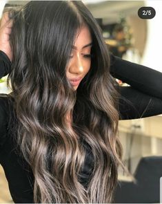 Cool Tone Balayage Black Hair, Baylage Black, Spring Balayage, Balayage On Black Hair, Ideas For Hair Color, Hair Color At Home, Gray Roots, Dark Brown Hair Balayage, Balayage Straight Hair