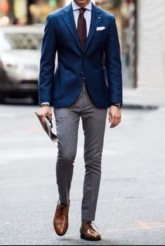 Blue Blazer Outfit Men, Different Pants, Blue Blazer Outfit, Guy Fashion, Casual Suits, Formal Men Outfit