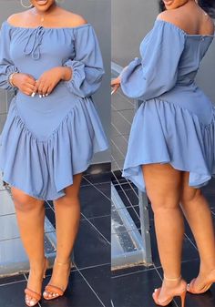 Off The Shoulder Dresses, Shoulder Dresses, Balloon Sleeve Dress, Lantern Sleeve Dress, Classy Casual Outfits, Latest African Fashion Dresses, African Fashion Dresses