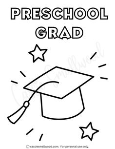 a black and white drawing of a graduation cap with the words preschool grad on it