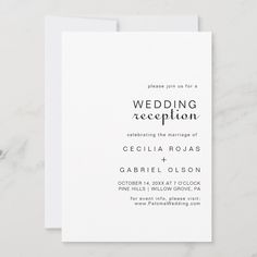 a wedding reception card with the wording on it