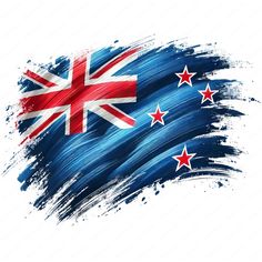 the flag of new zealand painted in blue and red