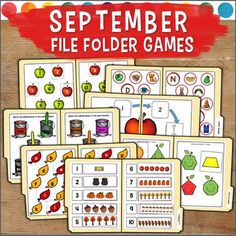 a set of five matching file folder games