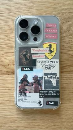 an iphone case with some stickers on it