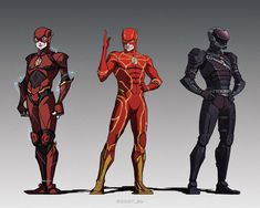 the flash and other superhero characters are standing in different poses, with one pointing at something