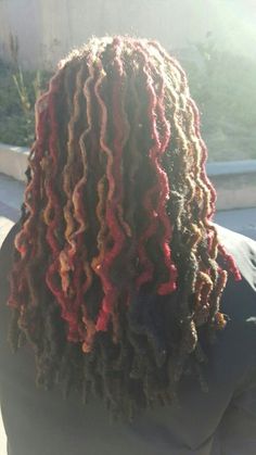 Burgundy Locs Men, Women Dreadlocks Hairstyles, Dye Dreads, Burgundy Dreadlocks, Dread Colors, Burgundy Dreads, Women Dreadlocks, Dyed Dreads