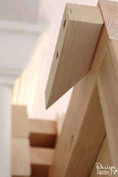 a close up view of the top part of a wooden structure