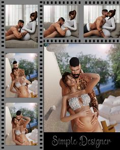 a man and woman are posing together on the set of film strip art photoshopping